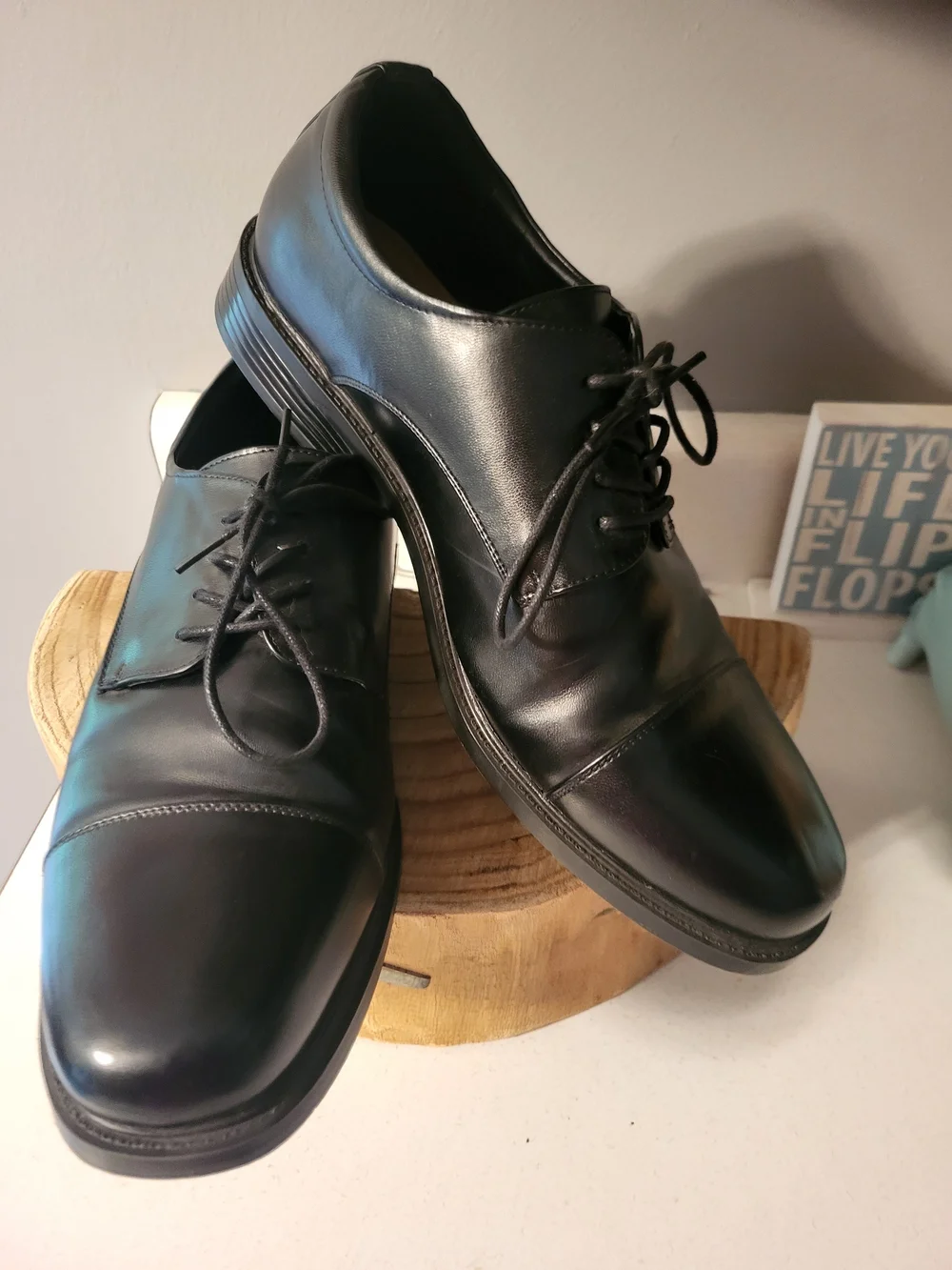 Croft & Barrow Men’s Langley Cap Toe Dress Oxfords Black Leather Size 11